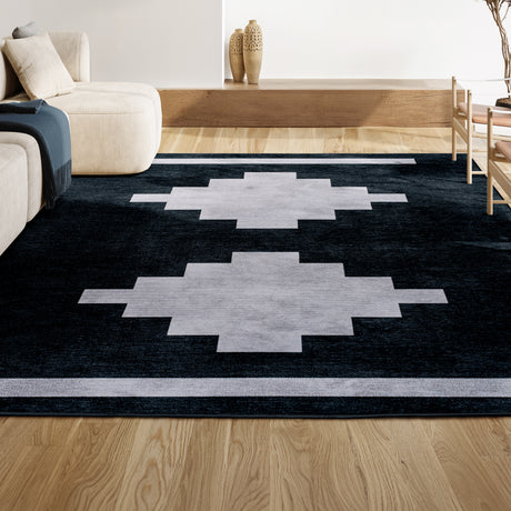 Adriel Geometric Medallion Machine-Washable Area Rug