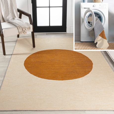 Cirkel Minimalist Geometric Dot Machine-Washable Area Rug