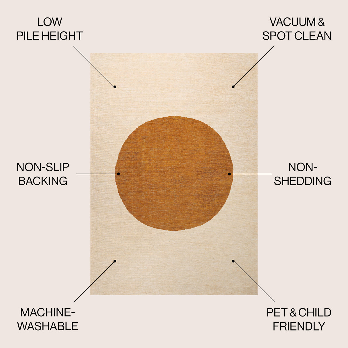Cirkel Minimalist Geometric Dot Machine-Washable Area Rug
