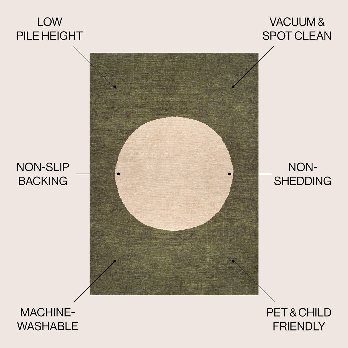 Cirkel Minimalist Geometric Dot Machine-Washable Area Rug