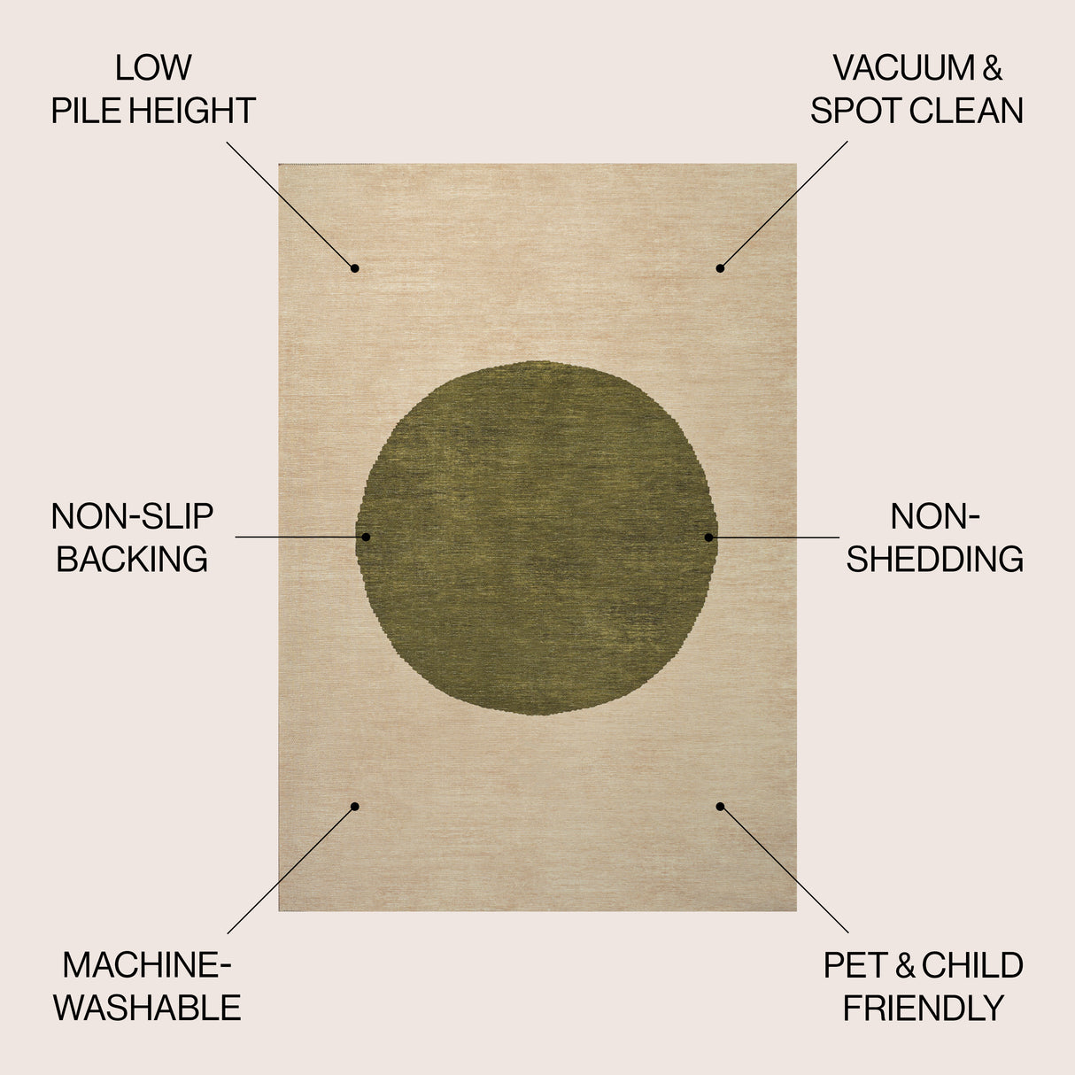 Cirkel Minimalist Geometric Dot Machine-Washable Area Rug