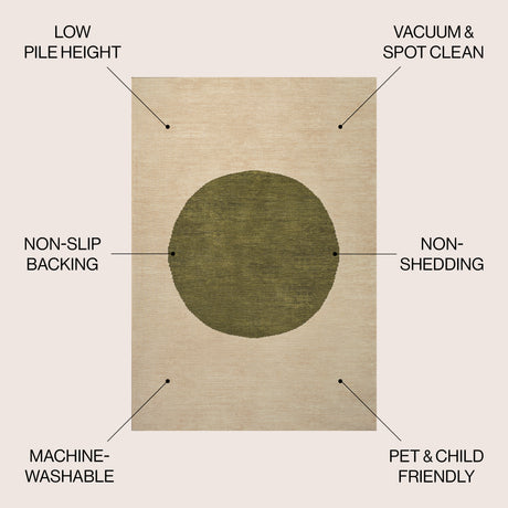 Cirkel Minimalist Geometric Dot Machine-Washable Area Rug