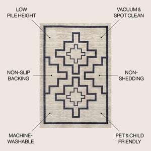 Ashkii Minimalist Medallion Machine-Washable Area Rug