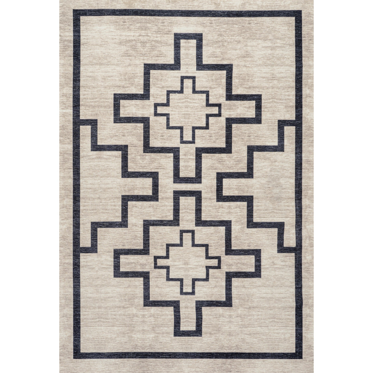 Ashkii Minimalist Medallion Machine-Washable Runner Rug