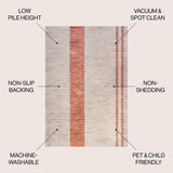 Raita Modern Simple Distressed Stripe Machine-Washable Area Rug