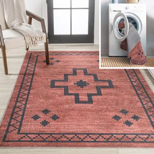 Korsa-Geometric-Medallion-Machine-Washable-Area-Rug-Area-Rugs