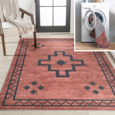 Korsa-Geometric-Medallion-Machine-Washable-Area-Rug-Area-Rugs