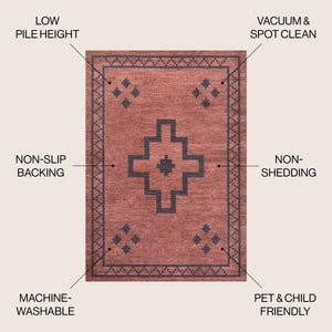 Korsa Geometric Medallion Machine-Washable Area Rug
