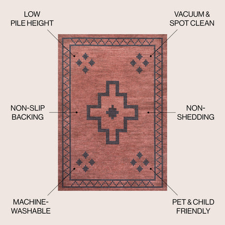 Korsa Geometric Medallion Machine-Washable Area Rug
