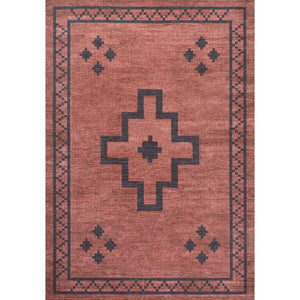 Korsa Geometric Medallion Machine-Washable Runner Rug