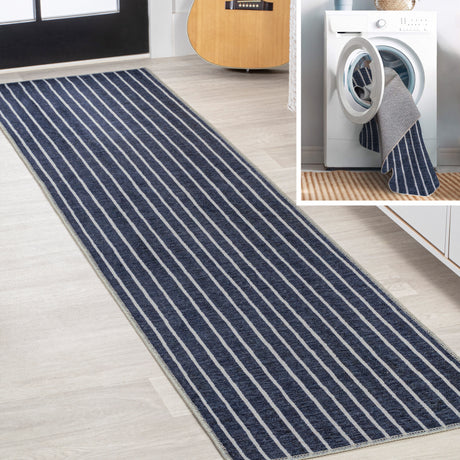 Rand-Distressed-Ticking-Stripe-Machine-Washable-Runner-Rug-Runner-Rugs