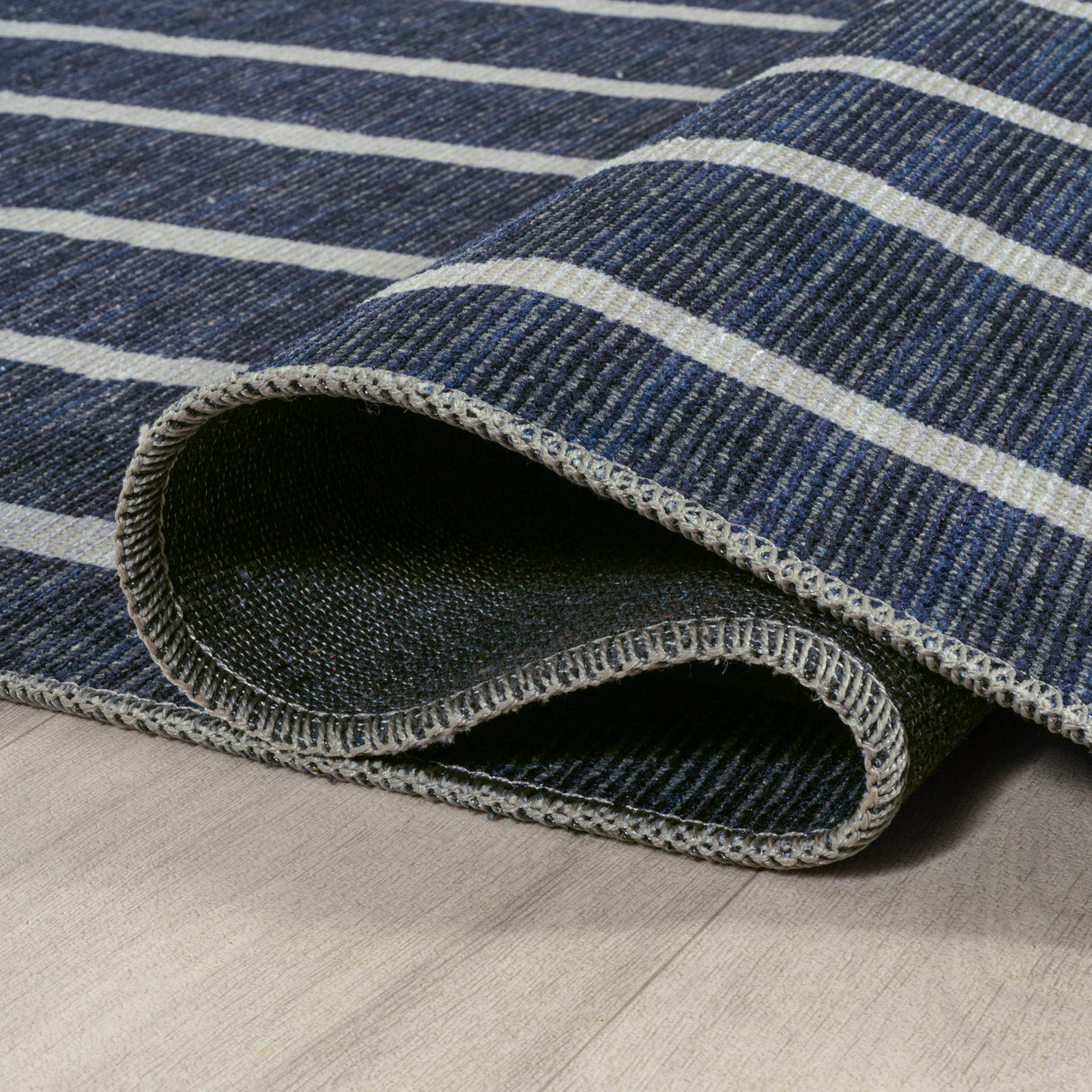 Rand Distressed Ticking Stripe Machine-Washable Area Rug