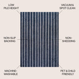 Rand Distressed Ticking Stripe Machine-Washable Area Rug
