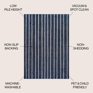 Rand Distressed Ticking Stripe Machine-Washable Area Rug