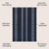 Nautisk Trellis Stripe Machine-Washable Area Rug