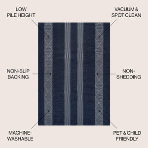 Nautisk Trellis Stripe Machine-Washable Area Rug