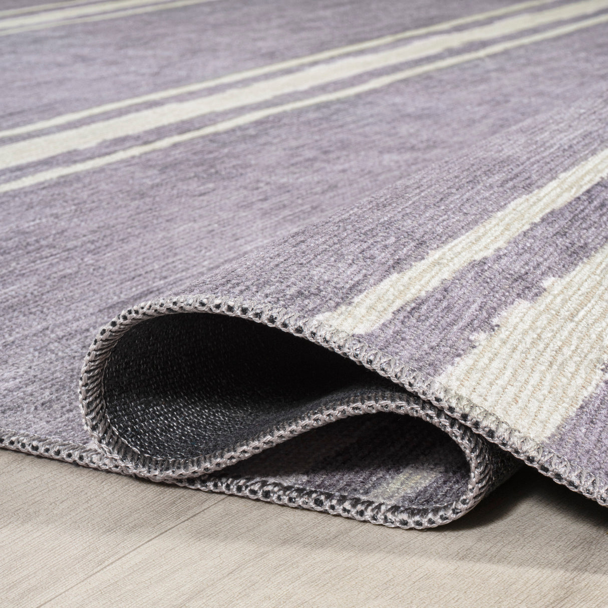 Bande Distressed Ticking Stripe Machine-Washable Area Rug