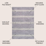 Bande Distressed Ticking Stripe Machine-Washable Area Rug