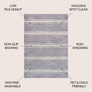 Bande Distressed Ticking Stripe Machine-Washable Area Rug