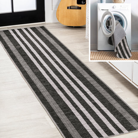 Vichy-Geometric-Striped-Machine-Washable-Runner-Rug-Runner-Rugs