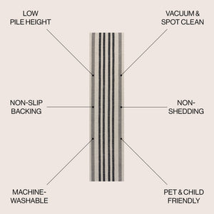 Vichy Geometric Striped Machine-Washable Runner Rug