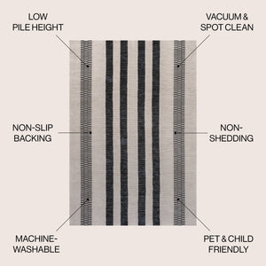 Vichy Geometric Striped Machine-Washable Area Rug