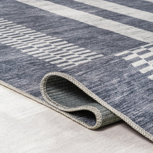 Vichy Geometric Simple Striped Machine-Washable Area Rug