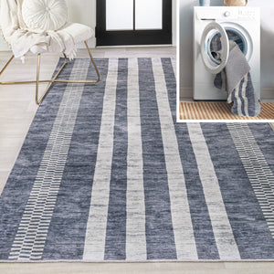 Vichy Geometric Simple Striped Machine-Washable Area Rug