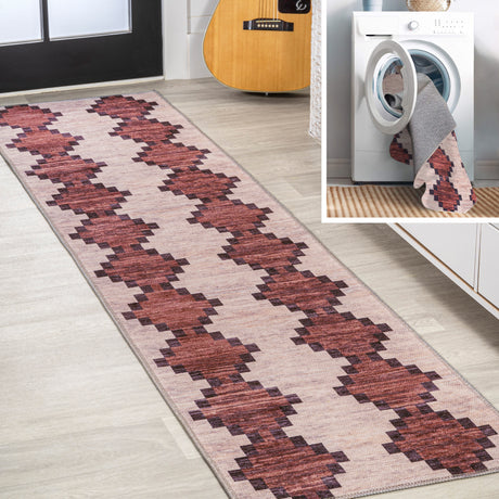 Timantii-Modern-Trellis-Kilim-Machine-Washable-Runner-Rug-Runner-Rugs