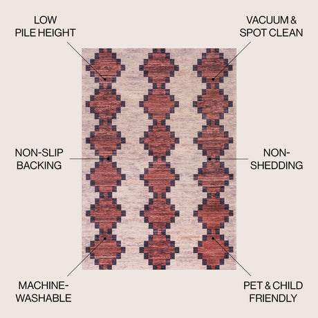 Timantii Modern Trellis Kilim Machine-Washable Area Rug