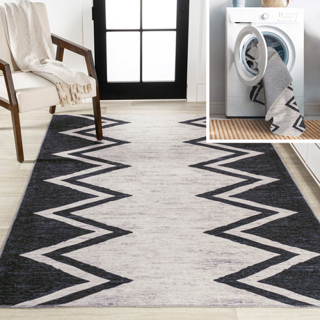 Siksak-Modern-Chevron-Border-Machine-Washable-Area-Rug-Area-Rugs