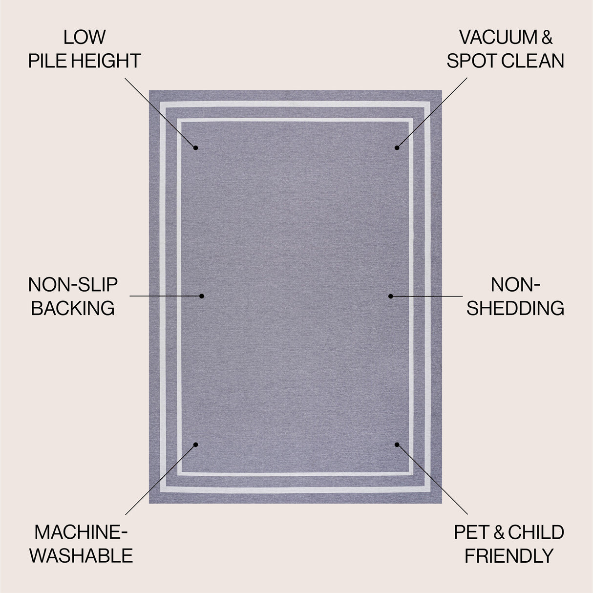 Sloane Classic 2-Stripe Border Washable Area Rug