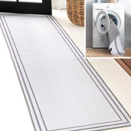 Sloane Classic 2-Stripe Border Washable Runner Rug