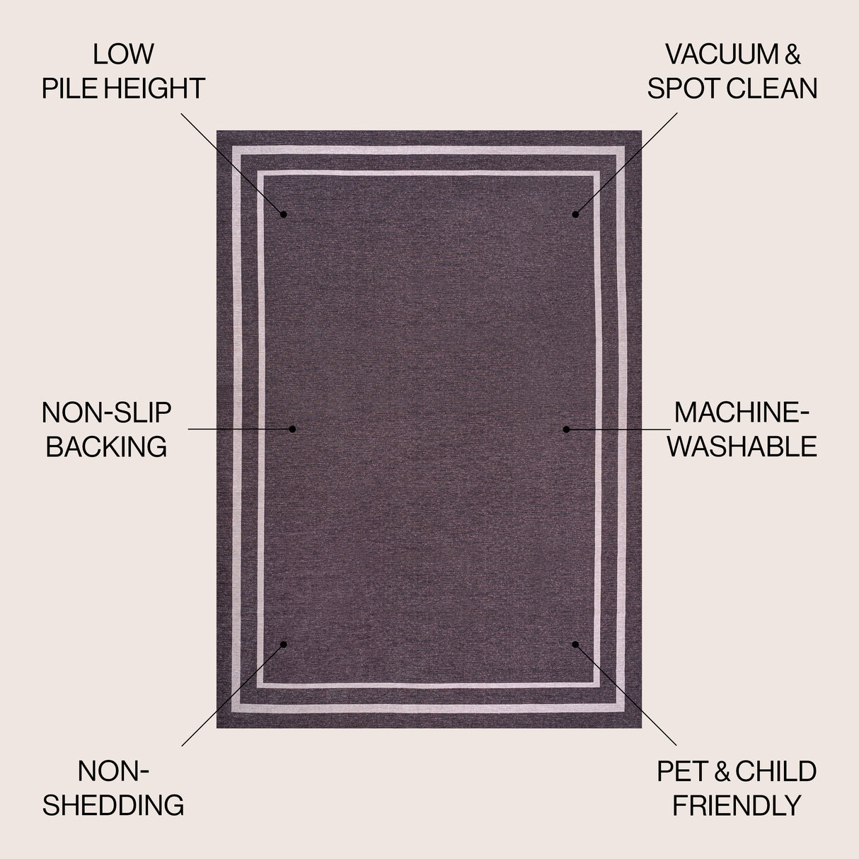Sloane Classic 2-Stripe Border Washable Area Rug