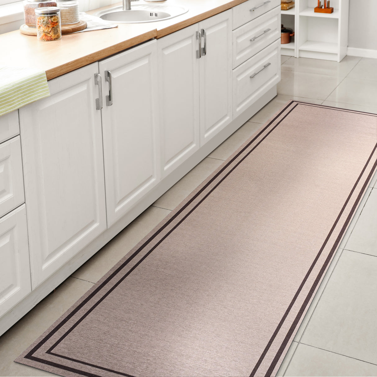 Sloane Classic 2-Stripe Border Washable Runner Rug