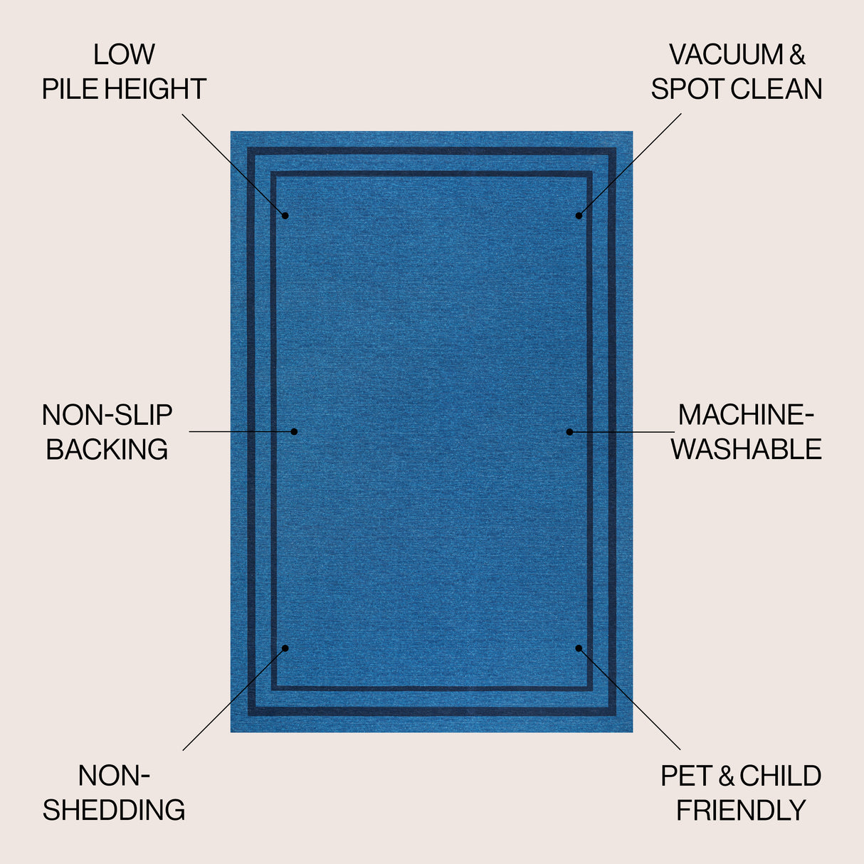 Sloane Classic 2-Stripe Border Washable Area Rug