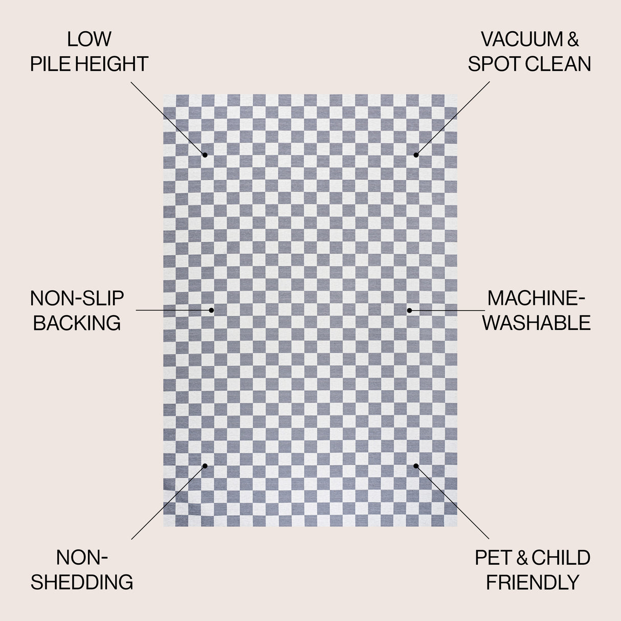 Ainsley Modern Cottage Checkerboard Washable Area Rug