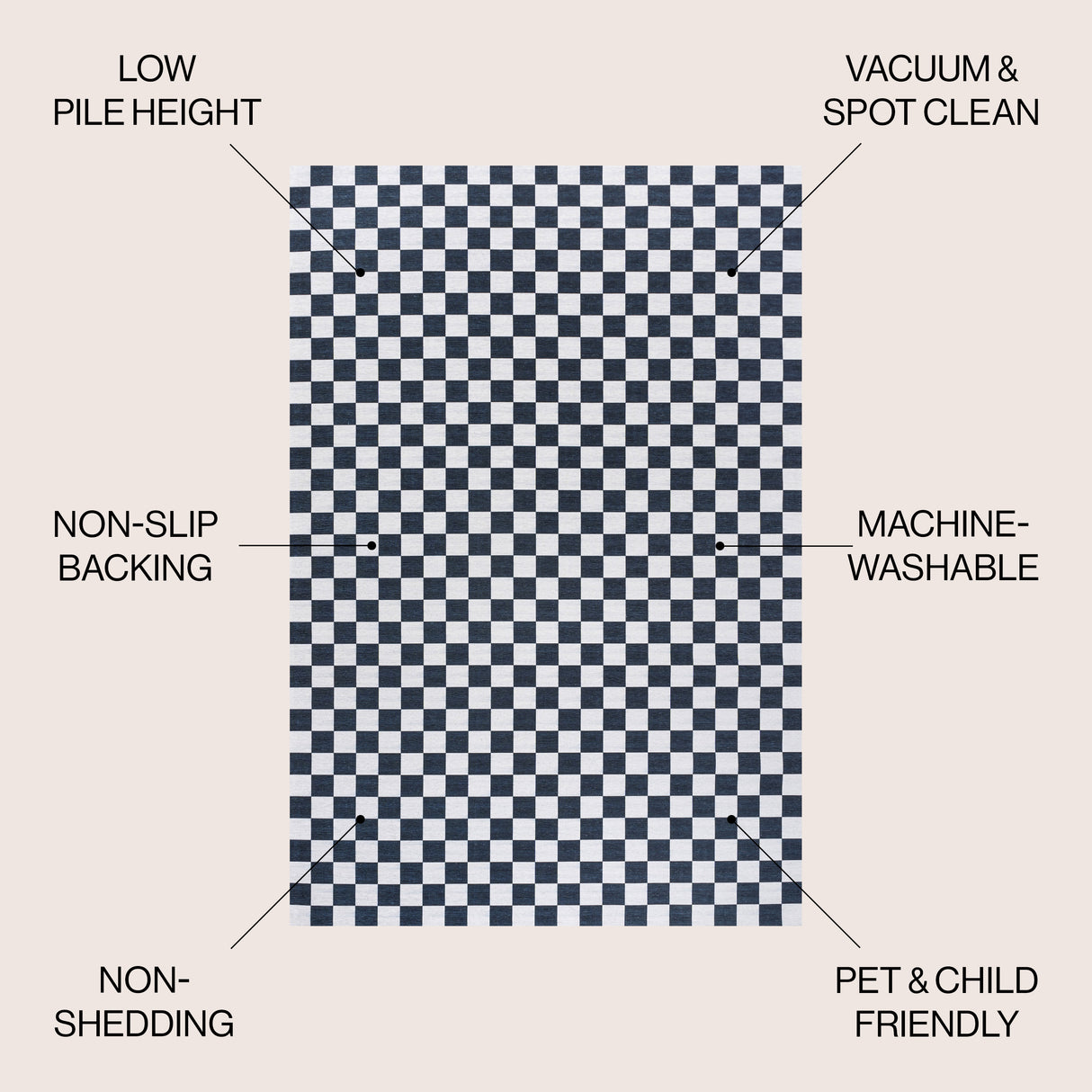 Ainsley Modern Cottage Checkerboard Washable Area Rug
