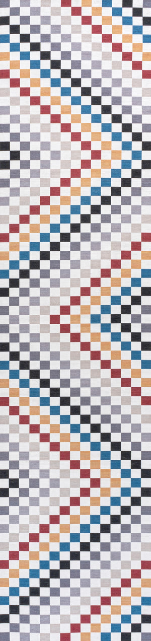 Ainsley Modern Cottage Checkerboard Washable Runner Rug