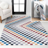 Ainsley Modern Cottage Checkerboard Washable Area Rug