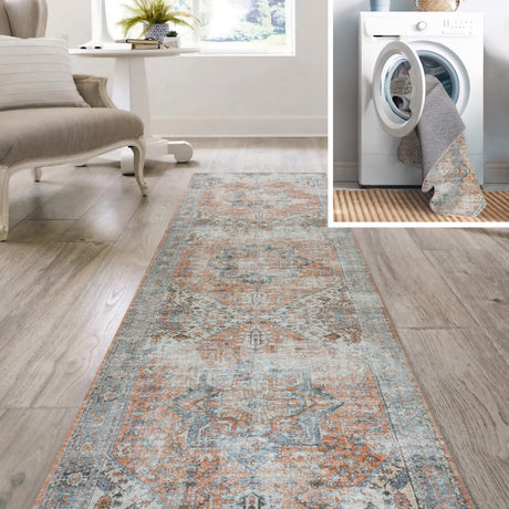 Armae-Distressed-Medallion-Chenille-Machine-Washable-Runner-Rug-Runner-Rugs