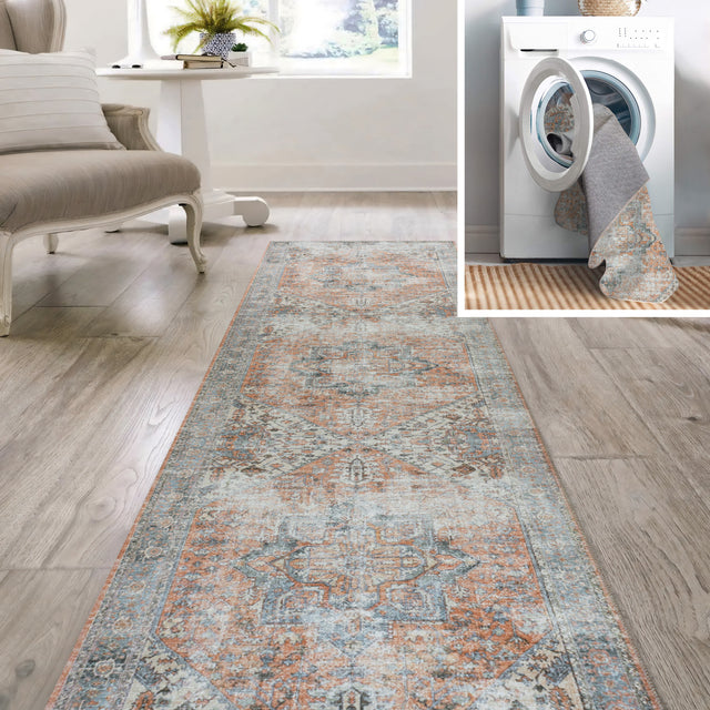 Armae-Distressed-Medallion-Chenille-Machine-Washable-Runner-Rug-Runner-Rugs