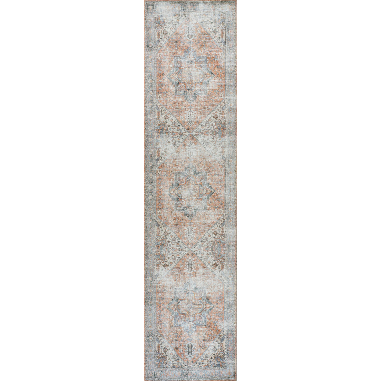 Armae Distressed Medallion Chenille Machine-Washable Runner Rug