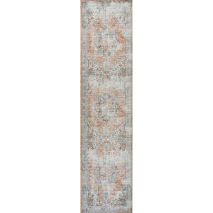 Armae Distressed Medallion Chenille Machine-Washable Runner Rug