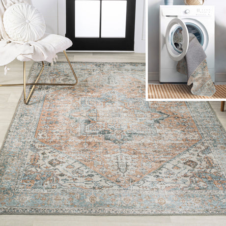 Armae-Distressed-Medallion-Chenille-Machine-Washable-Area-Rug-Area-Rugs