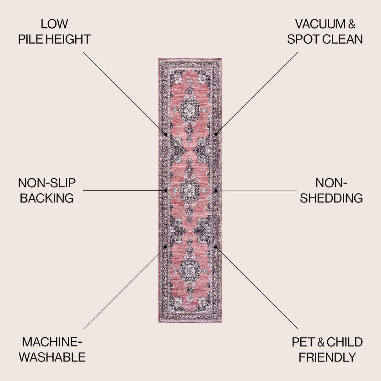 Bausch Bohemian Distressed Chenille Machine-Washable Runner Rug