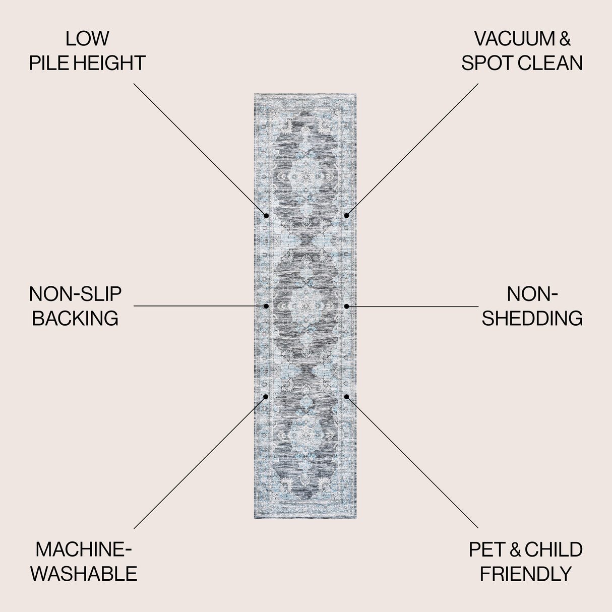 Bausch Bohemian Distressed Chenille Machine-Washable Runner Rug