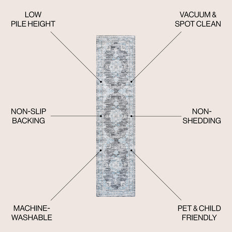 Bausch Bohemian Distressed Chenille Machine-Washable Runner Rug