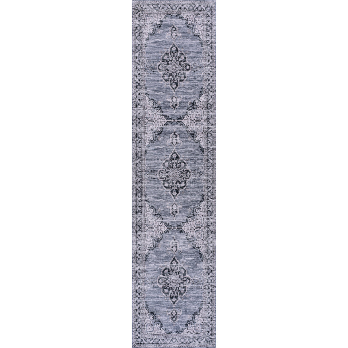 Wincer Chenille Cottage Medallion Machine-Washable Runner Rug