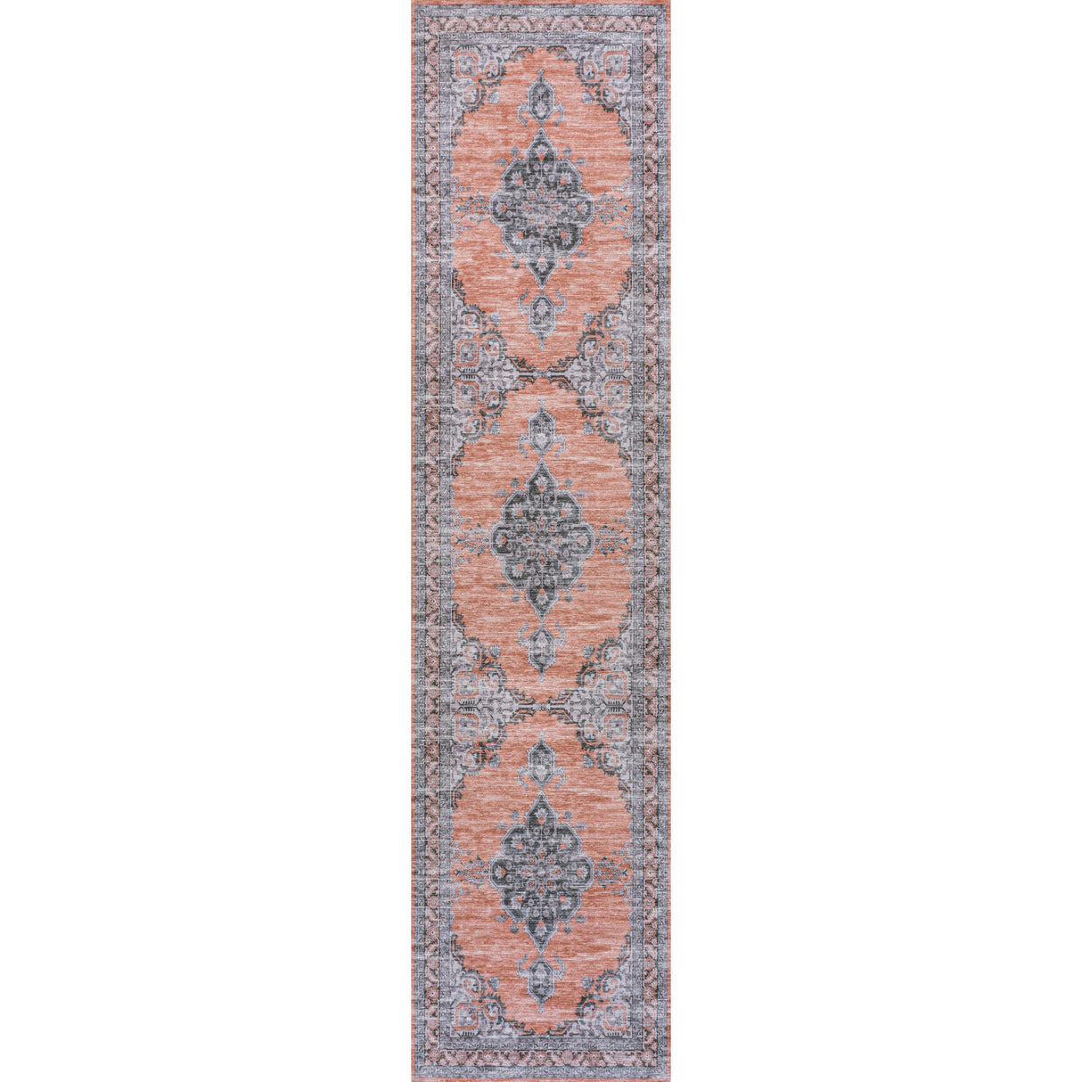 Wincer Chenille Cottage Medallion Machine-Washable Runner Rug